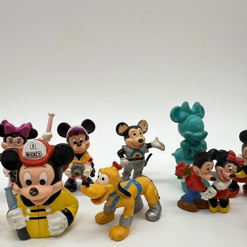 Disney Micky Mouse Minnie Pluto Vintage Small Figures Lot Cake Toppers